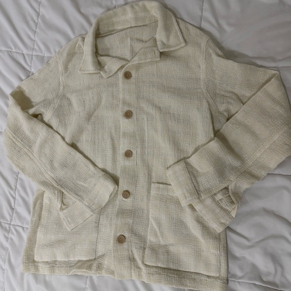 ZARA Textured Cream Button-Up Jacket - Picture 1 of 9